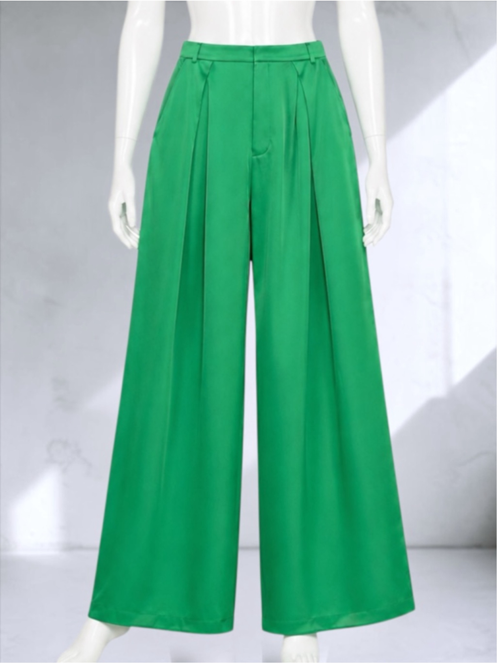 Zara Emerald Green Satin Wide Leg Trousers – Size S - Picture 5 of 12